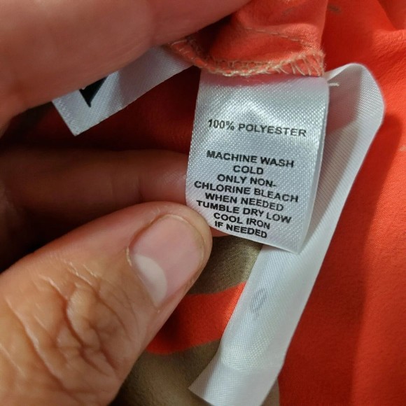 LOFT Tank Top Blouse Top Orange Brown Floral Sleeveless Bow Tie Ruffle Sz MP - Picture 5 of 6